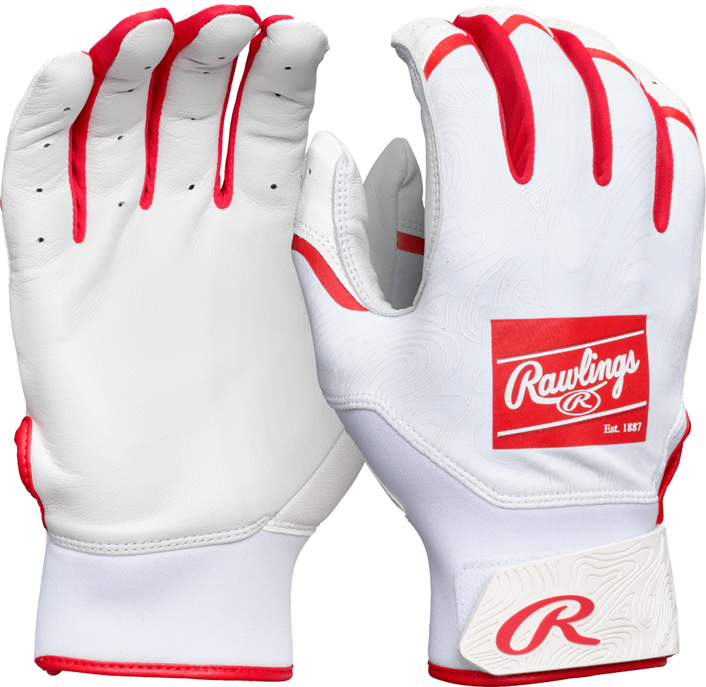 CL25BG Clout Adult Batting Glove Pair white/scarlet